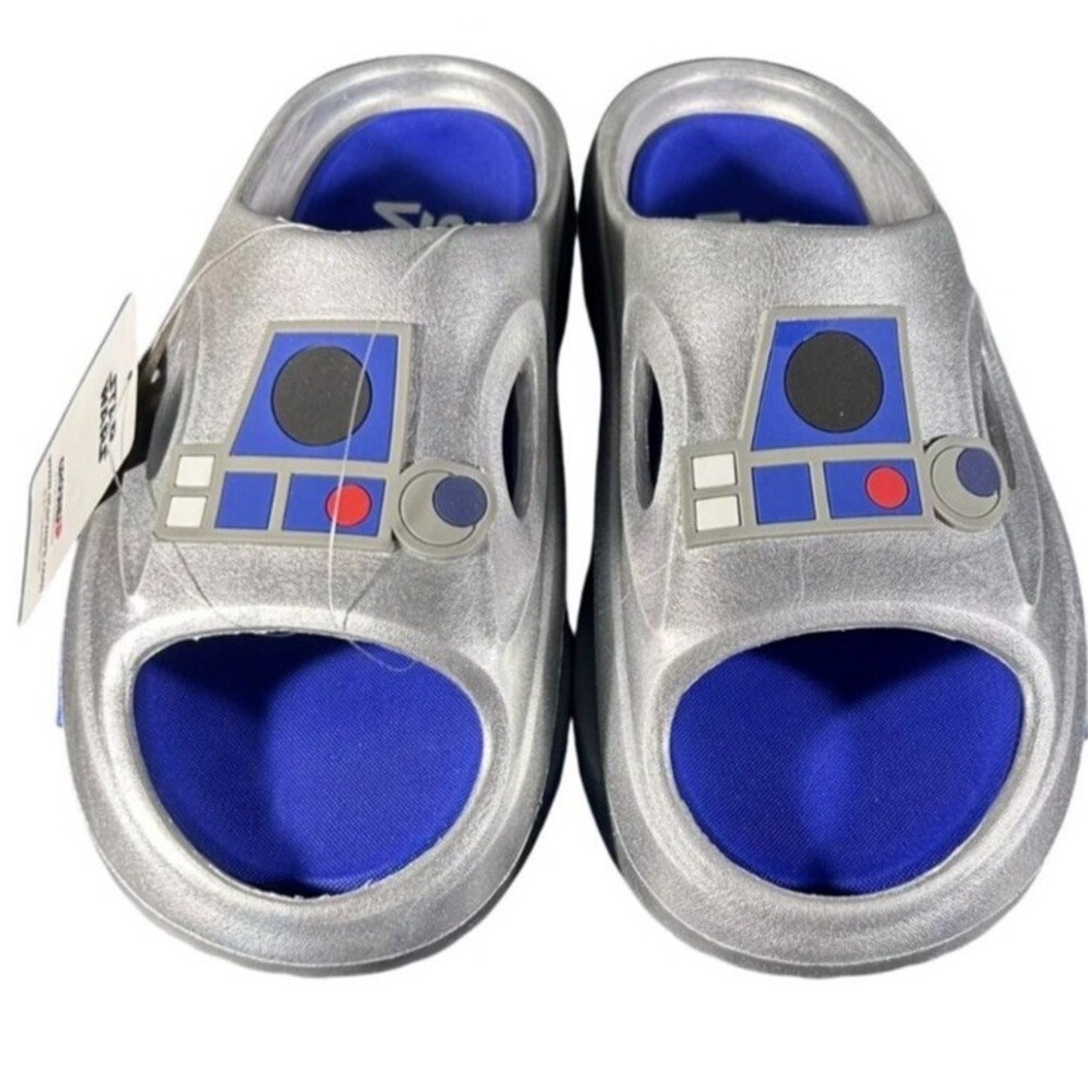 Star Wars Novelty Sport Disney R2 D2 Slides Silver‎ Sandal Mens Size 7 NEW - Picture 6 of 9